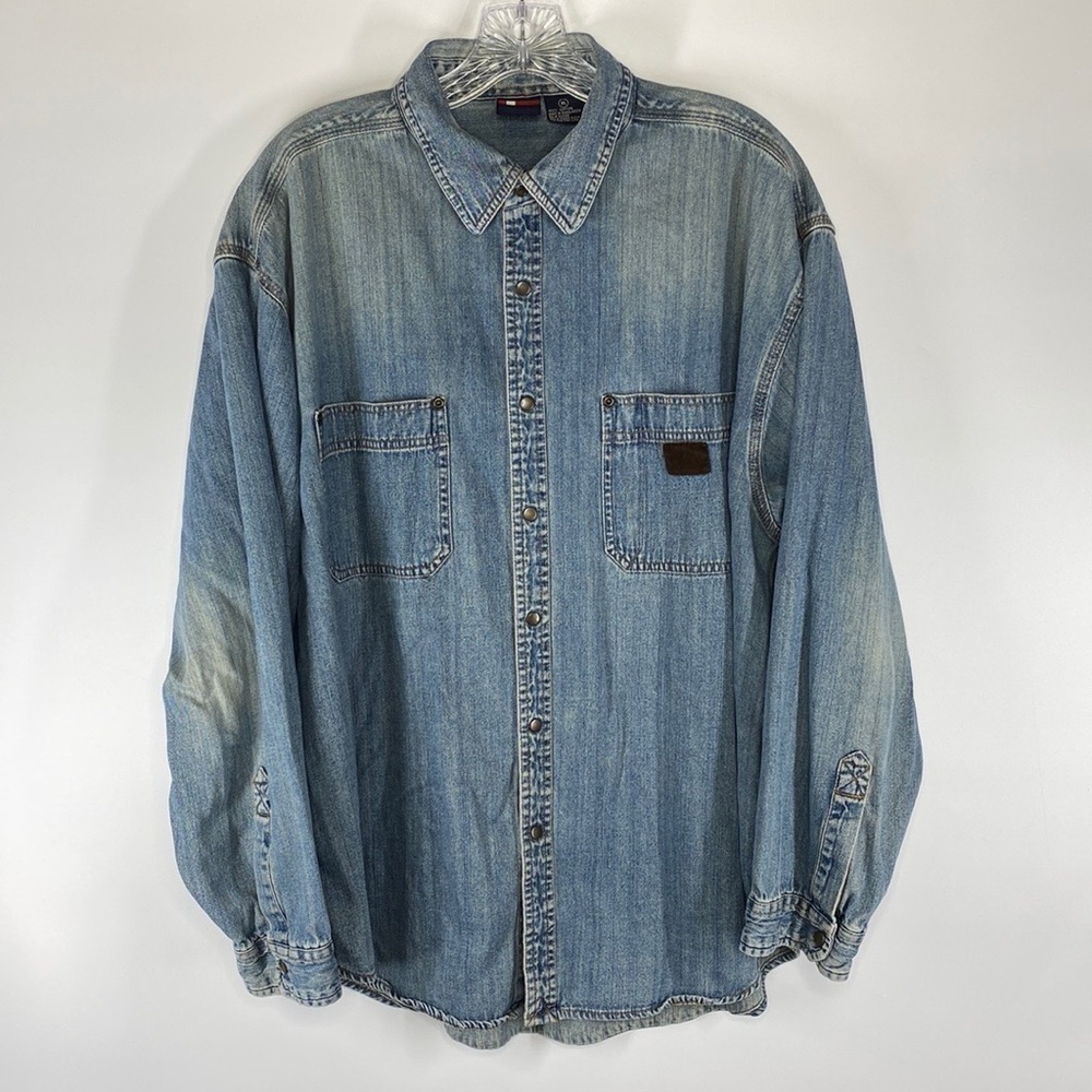 Vintage Bugle Boy Denim Snap Button Up Shirt XL
